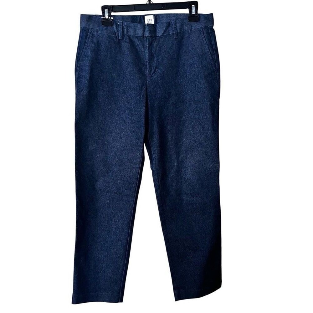 Gap Slim City Crop Pants Dark Indigo Denim Blue Trousers Womens‎ Size 8 Regular